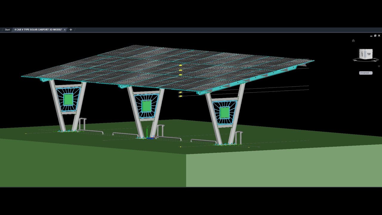 4 CAR V TYPE SOLAR CARPORT 3D MODEL 3D Model
