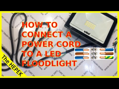 How to connect a power cord to a LED floodlight