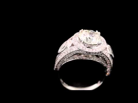 4.60 TCW 18k White Gold Round Cut Natural Diamond Engagement Ring Vintage