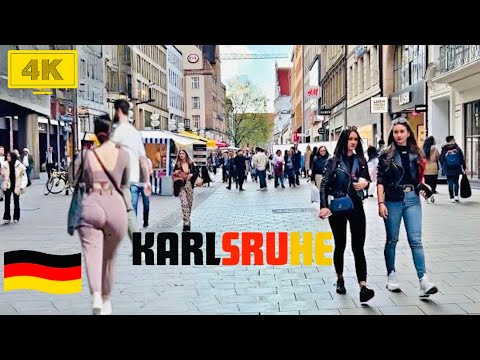 Walking Tour Karlsruhe Germany | City of the Fan | 4K City Walk #walking #walkingtour #germancity 