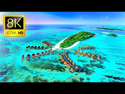 Fly Away to MALDIVES in 8K ULTRA HD - Best Tropical Island Tour with Relaxing Music and Ocean Sounds