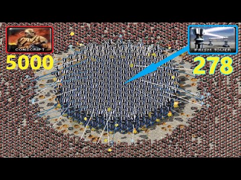 Conscripts vs Prism Towers - Same Cost - Red Alert 2