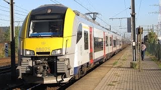 preview picture of video '08075, Siemens Desiro ML, aankomst en verterk, station Ruisbroek, 30 oct 2013'