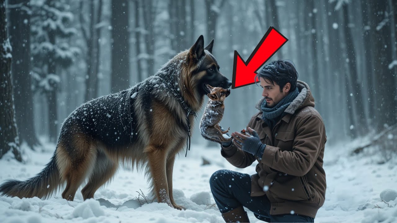 Una madre pastor alemán lleva su cachorro casi muerto a un hombre. ¡Lo que sucedió después derretirá