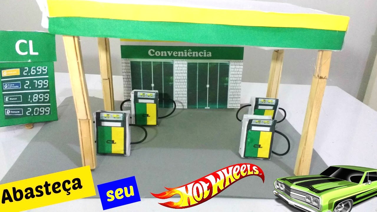 Como fazer um POSTO DE GASOLINA para carrinhos Hot Wells/ e outros