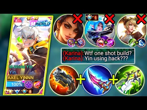YIN NEW ONE SHOT BUILD TO COUNTER KARINA AND TANKY ESMERALDA IN SIDELANE | YIN MOBILE LEGENDS