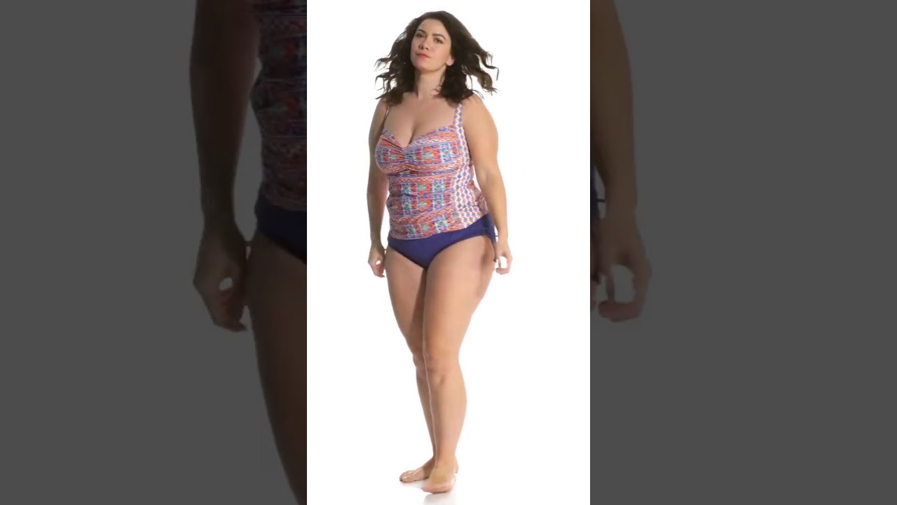 La Blanca Plus Size Corsica Tile Sweetheart Tankini Top | SwimOutlet.com