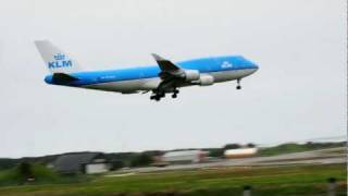 preview picture of video 'KL7021 KLM B747 STAVANGER AIRPORT,SOLA. part 2 wave off'