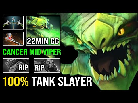 100% TANK SLAYER Cancer Mid Viper 22Min GG Totally Deleted Axe Bristle with Poison Slow DPS Dota 2
