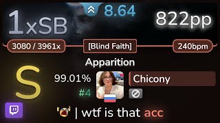 🔴 8.6⭐ Chicony | Spawn Of Possession - Apparition [Blind Faith] 99.01% #4 | 822pp 1xSB - osu!