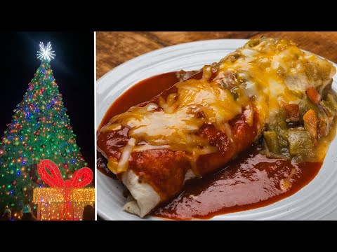 SHREDDED BEEF CHRISTMAS BURRITOS: Smothered in Red and Green New Mexico Chile