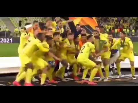 Villarreal celebration after winning their first ever Europa league trophy