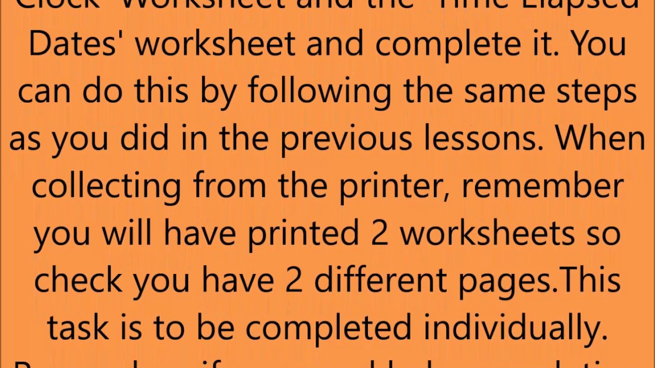 Elapsed Time Clock and Time Elapsed Dates worksheet