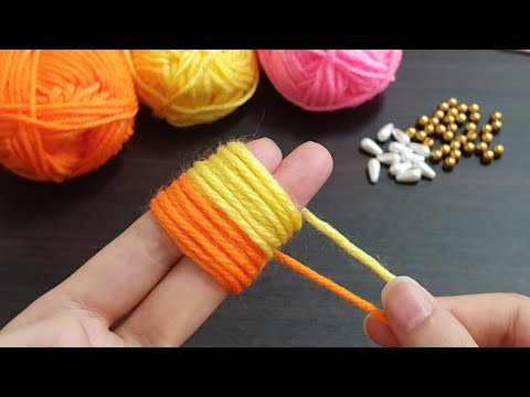 3 Easy Woolen Flower Making Trick using Fingers - Embroidery Woolen Flower - No Crochet - DIY Craft