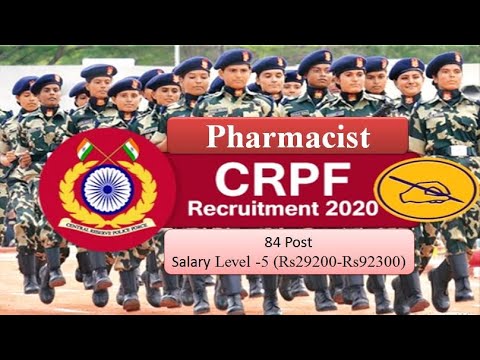 Pharmacist vacancy || CRPF 2020 Recruitment