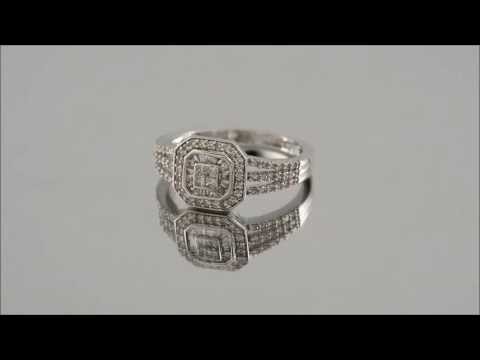 9ct White Gold 1/2ct Diamond Square Cluster Ring - D6306