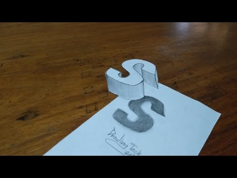 HOW TO DRAW 3D FLOATING LETTER S | Drawing Tech