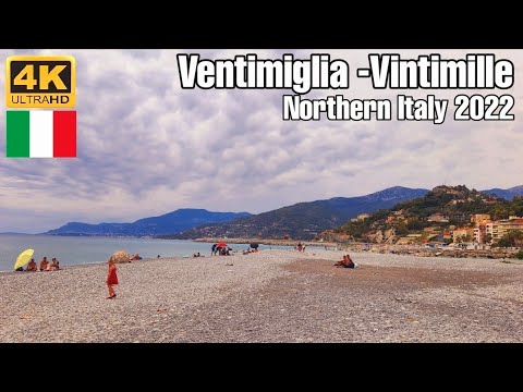 🇮🇹4K UHD Italy walking Tour 2022 - Beach Walk 2022 - Ventimiglia -Vintimille - Northern Italy#travel