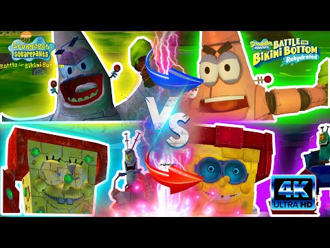 SpongeBob Battle for Bikini Bottom | All Bosses Comparison [Rehydrated vs. Original](No Damage) {4K}