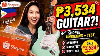 Video thumbnail for I BOUGHT AN ELECTRIC GUITAR 🎸FROM SHOPEE WORTH 3,534 PESOS ONLY! (UNBOXING + TESTING) PHILIPPINES by Elaine Aquino