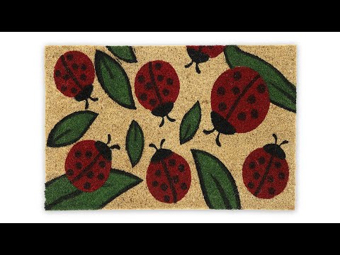 Fußmatte Kokos mit Marienkäfern Braun - Grün - Rot - Naturfaser - Kunststoff - 60 x 2 x 40 cm