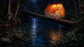Download lagu Spend the night in a hut on a large fallen log in the middle of the river // dive for shrimp and ... mp3