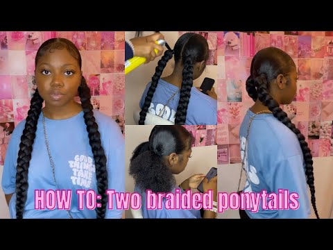 HOW TO: Two braided ponytails hair tutorial w/...