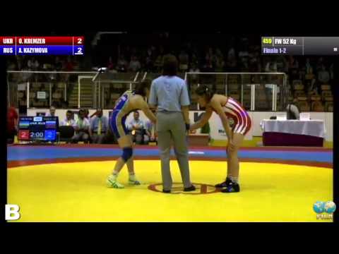 Finale 1-2 Women's freestyle 52 Kg (UKR) Olena KREMZER vs (RUS) Alina KAZYMOVA