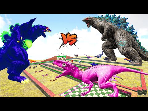 Indominus Rex Deathrun Vs Godzilla x Super Godzilla x Brachiosaurus - Ark Battol