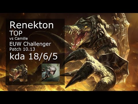 Renekton vs Camille Top - EUW Challenger 18/6/5 Patch 10.13 Gameplay