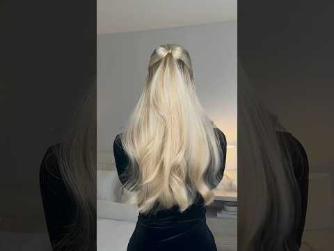 Hair bow hair tutorial🎀The perfect holiday hairstyle #hairbow #hairstyle #hairtutorial #holidayhair