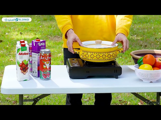 طاولة مخيمات فيبر قابلة للطي 62*122*73سم تتحمل 100 كجم، مقاومة للماء وسهلة التنظيف،ضمان سنتان