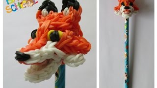 DIY Rainbow Loom fox pencil topper Loombicious