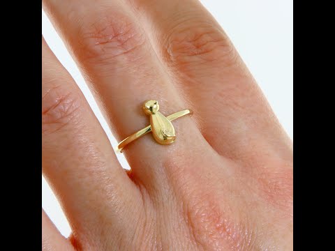 Inel Aur Galben 14k Pisica Cat - Design Minimalist si Delicat