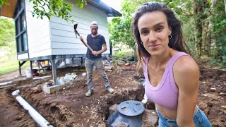 Tiny Home Septic System INSTALLED BY HAND!