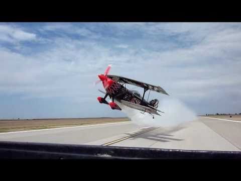 Skip Stewart - Airplane flies into back of pick-up truck to pick up ribbon.