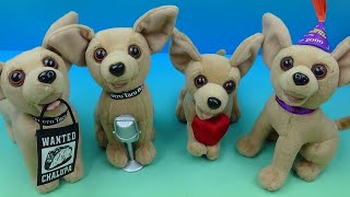 1999 TACO BELL TALKING CHIHUAHUA set of 4 POCKET PILLOW COLLECTIBLES VIDEO REVIEW