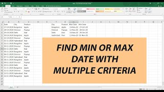 Find Min or Max Date with Multiple Criteria | Microsoft Excel Tutorial