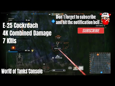 E-25 Cockroach | 7 Kills | 4K Combined Damage | World of Tanks Console | PS4