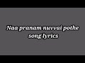 Naa Pranam Nuvvai Pothe Song Lyrics