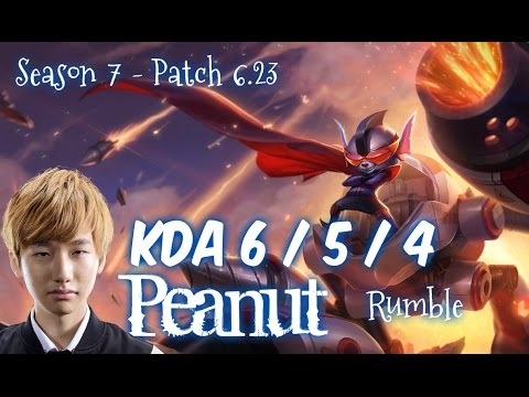 ROX Peanut RUMBLE vs KENNEN Top - Patch 6.23 KR Ranked