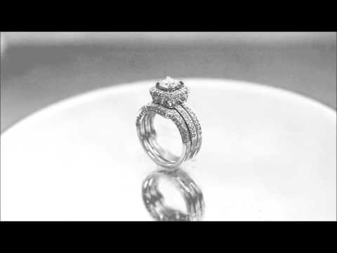 14K WHITE GOLD PRINCESS DIAMOND ENGAGEMENT RING AND BAND 1.75CT - KNR INC - 579 1