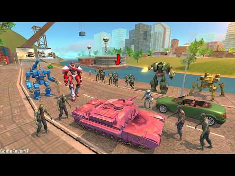 Rope Hero Vice Town (Pink Tank Fight Police Car Robot) Real Robot Boss Fight Rope Hero - Gameplay HD