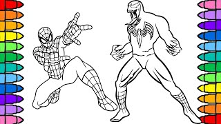 Coloring Spider Man Vs Venom Fight Superhero Coloring Pages | Markers
