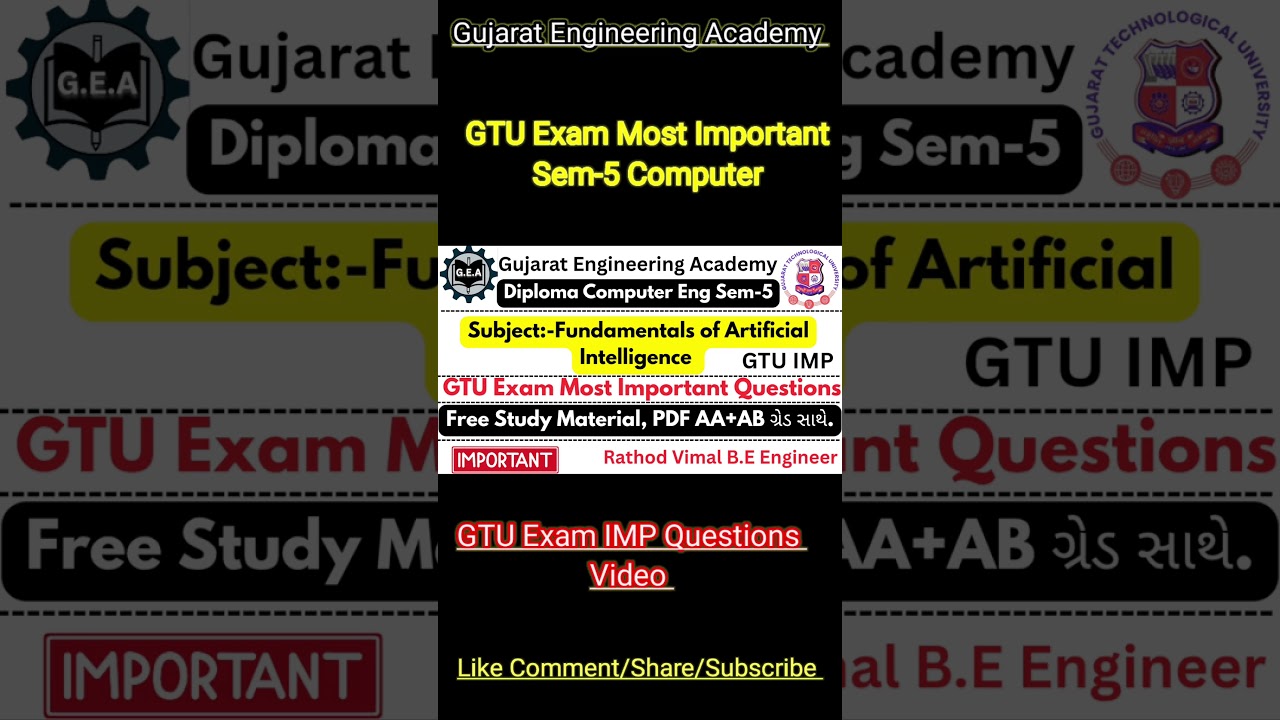 🔥Fundamentals of Artificial Intelligence | GTU Diploma Sem-5 Computer💻 | IMP Questions+ Free PDF#gtu