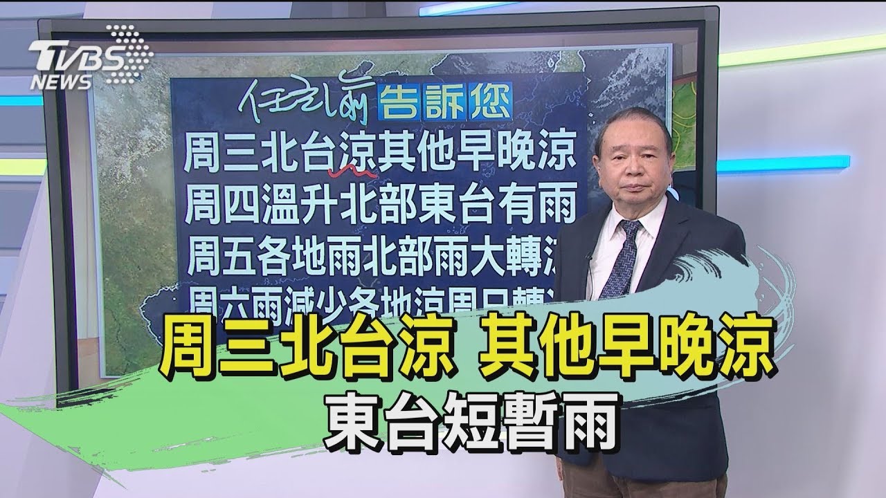 周三北台涼!其他早晚涼 東台短暫雨