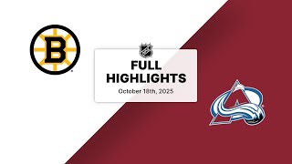 NHL Highlights | Bruins vs. Avalanche | October 18, 2025