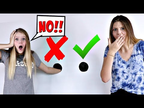 Don’t Stick Your Hand in the Wrong Hole in the Wall Challenge || Taylor and Vanessa