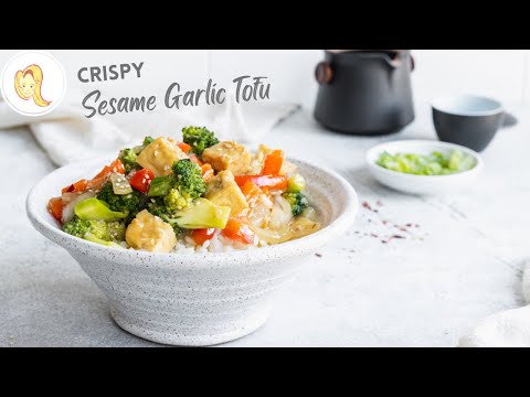 Crispy Sesame Garlic Tofu with Vegetables | easy, healthy, plant-based
