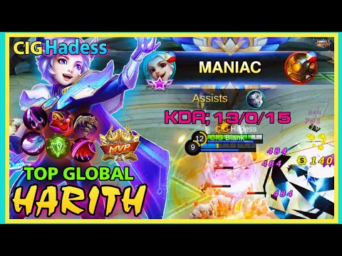 MANIAC!! Harith Perfect Gameplay By Hadess (TOP GLOBAL) - Mobile Legends